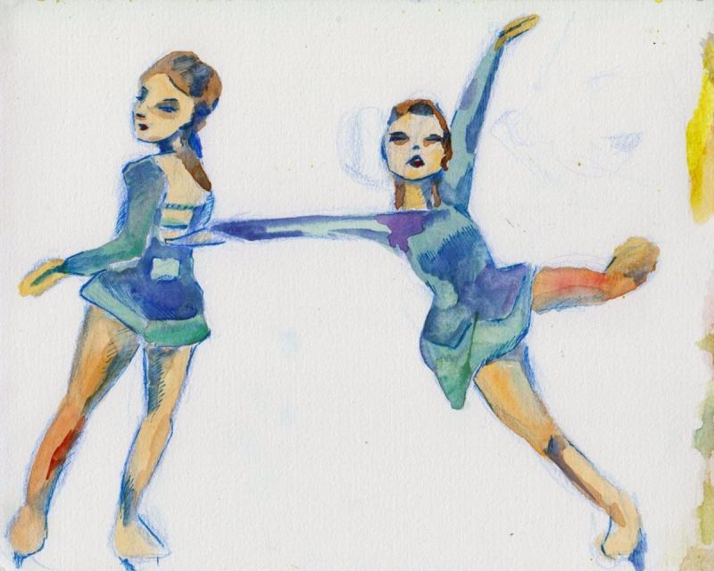 Фигурное катание рисунки акварель