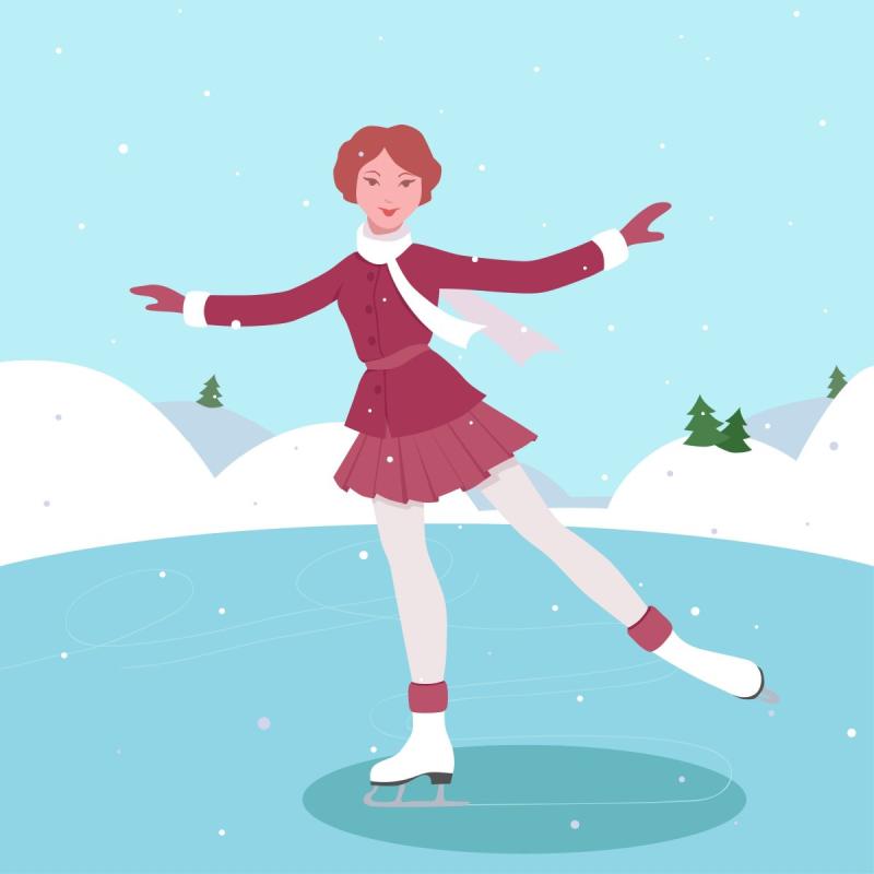 Каток девочки катаются