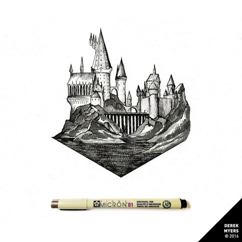 Тату Гарри Поттер Хогвартс эскиз