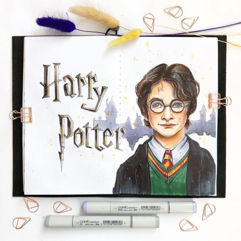 Гарри Поттер скетч маркерами