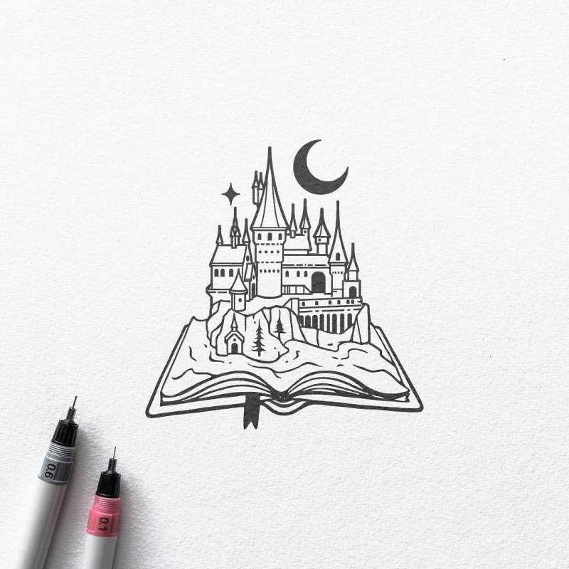 Хогвартс Гарри Поттер скетчинг