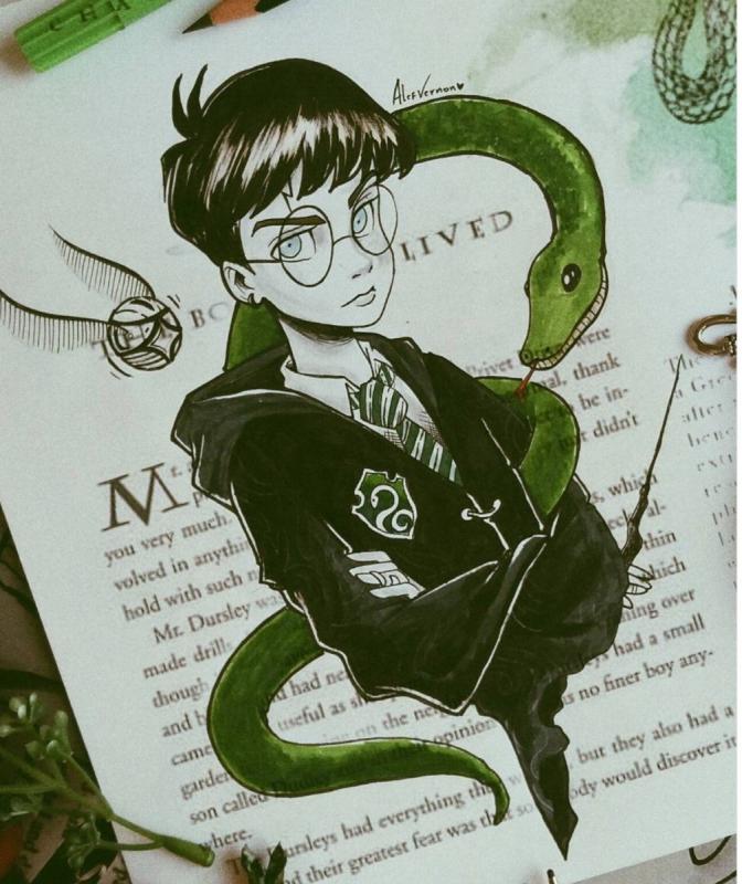 Гарри Поттер Слизерин нарисовать