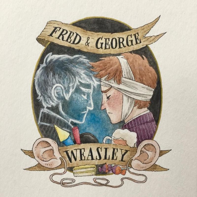 Рисунки из Гарри Поттера Фред и Джордж Уизли
