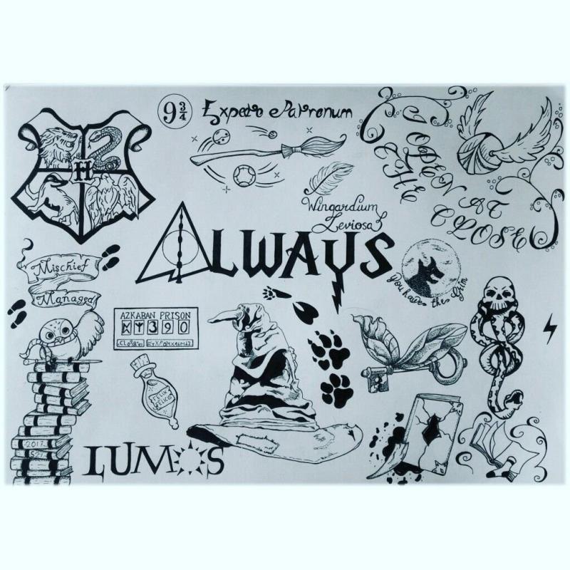 Чёрно белые наклейки Гарри Поттер