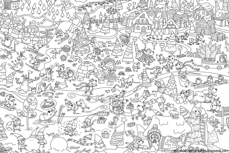 Большая Новогодняя раскраска