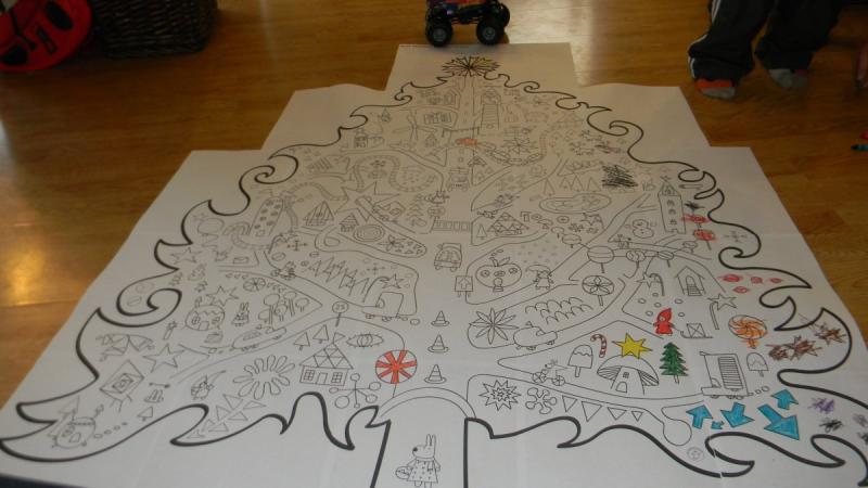 Новогодняя открытка раскраска