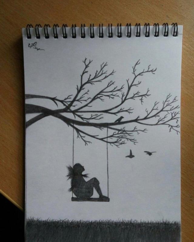 Грустные картинки для срисовки