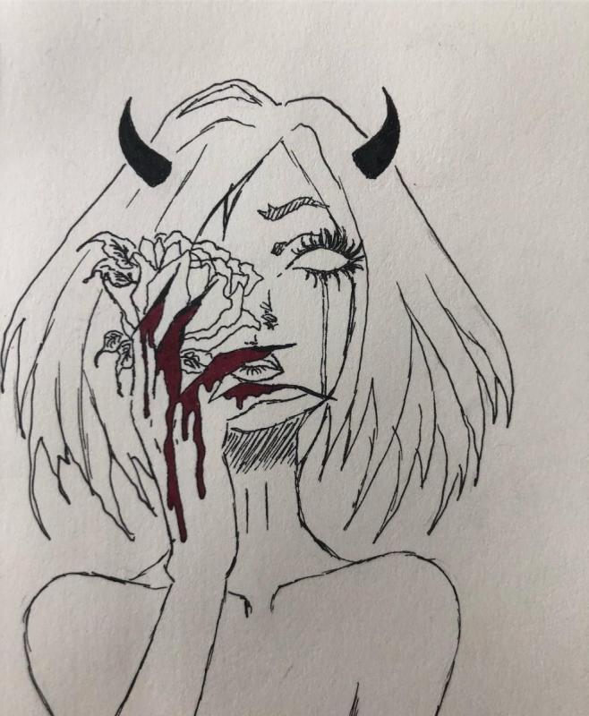 Курящая девушка рисунок