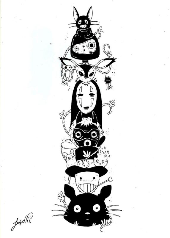 Тату Хаяо Миядзаки эскизы