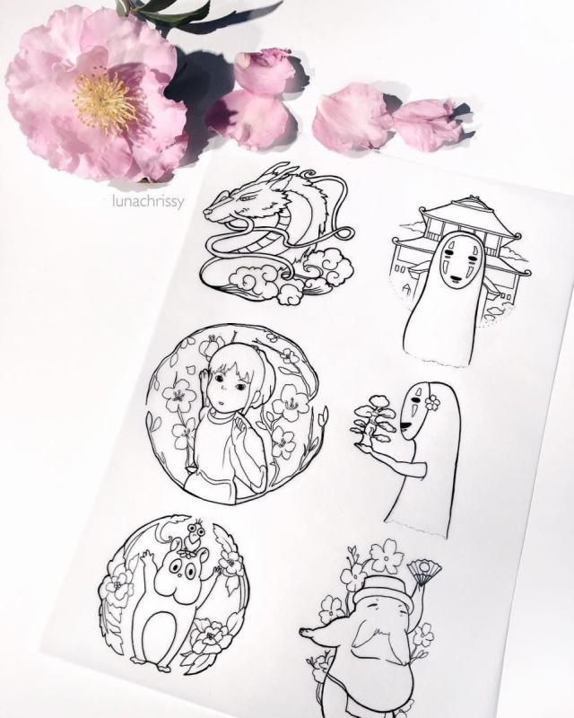 Тату Хаяо Миядзаки эскизы