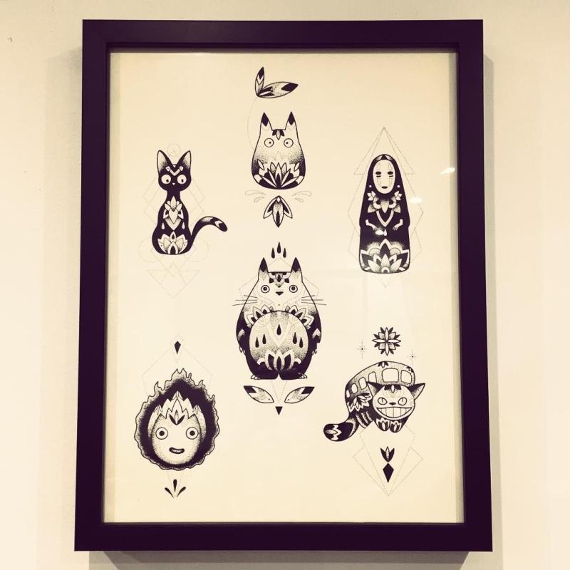 Тату Хаяо Миядзаки эскизы