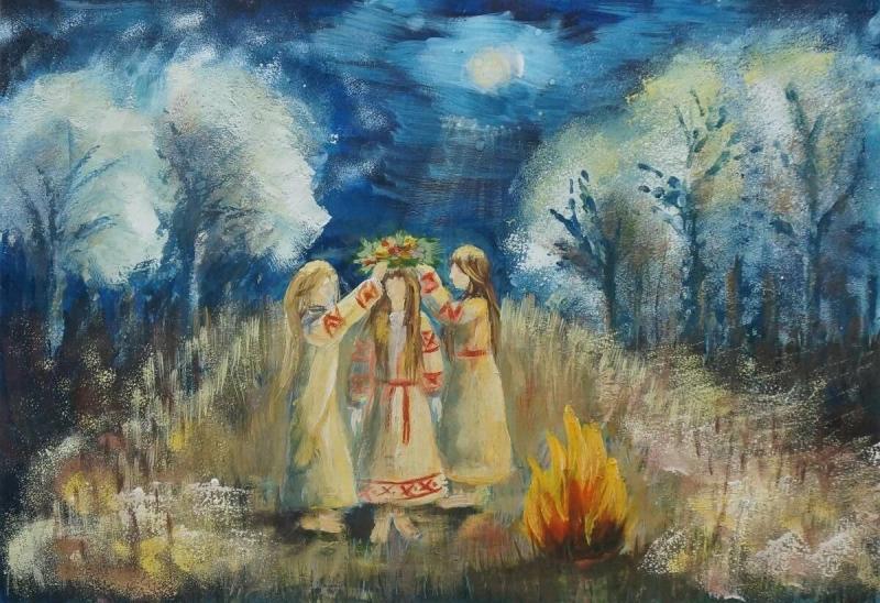 Девушка в поле цветов живопись