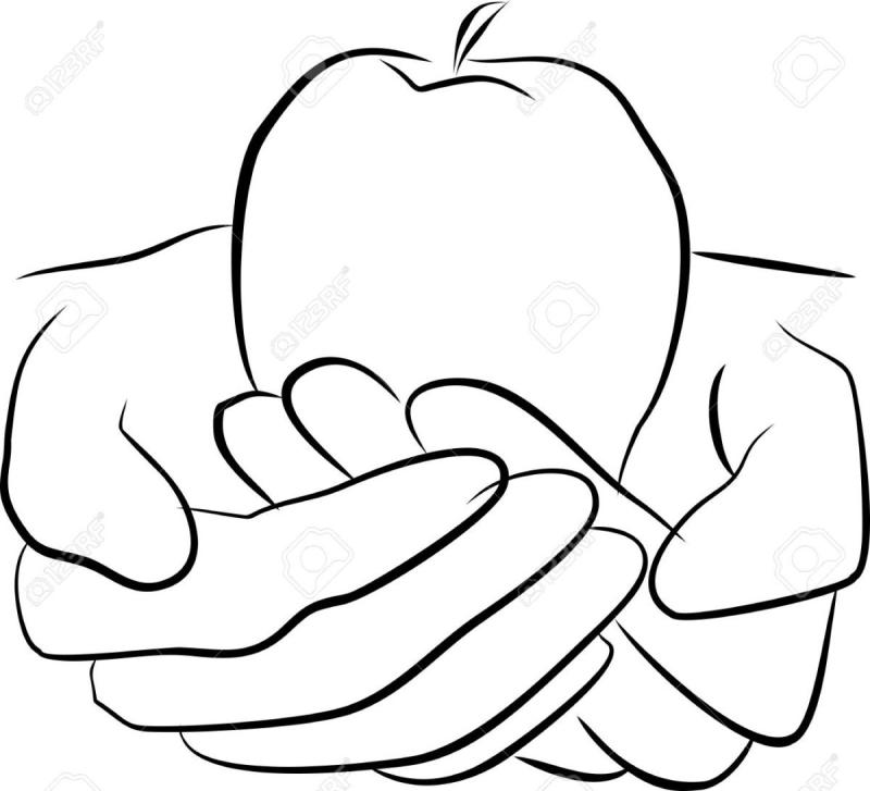 Яблоко в руке рисунок
