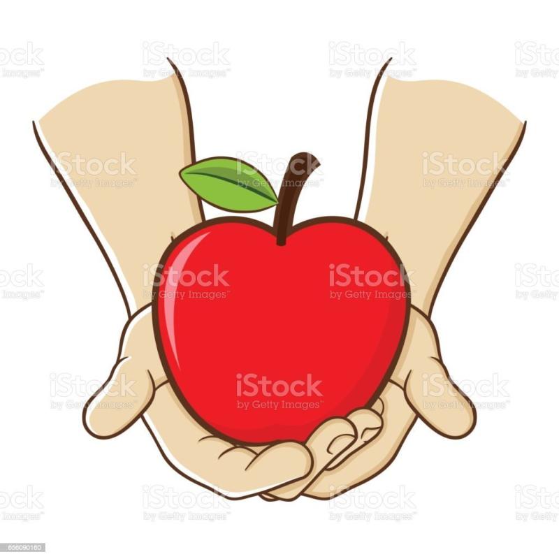 Яблоко в руке рисунок
