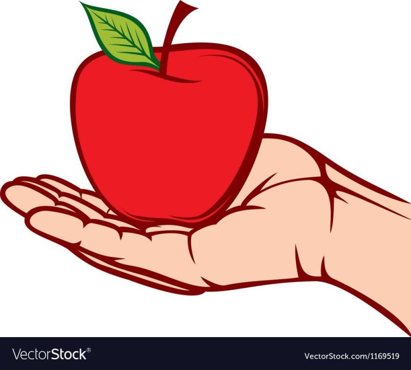 Рука с яблоком вектор