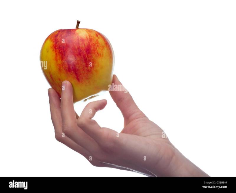 Зеленое яблоко в руке
