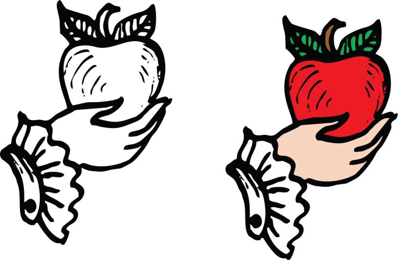 Рука с яблоком вектор