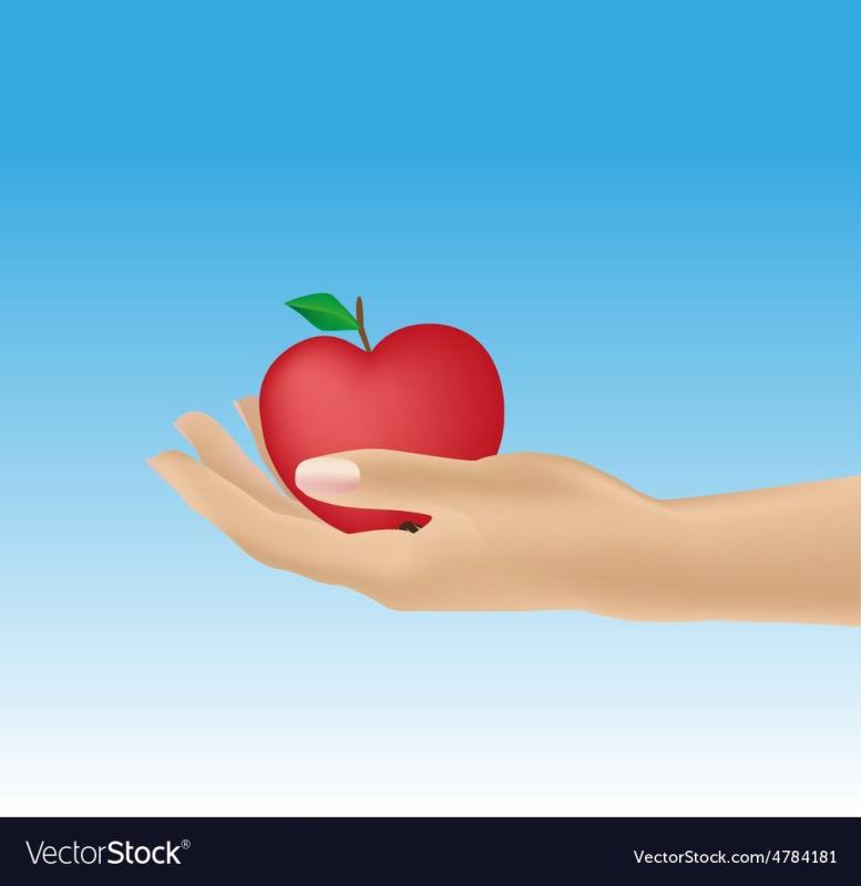 Яблоко на ладони рисунок