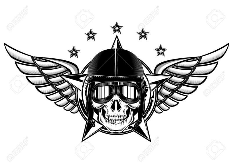 Череп с беретом и крыльями