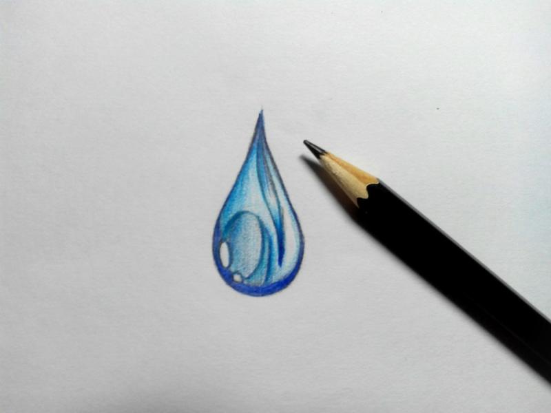 Капля цветными карандашами