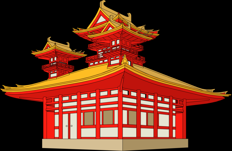 Китайские дома на белом фоне