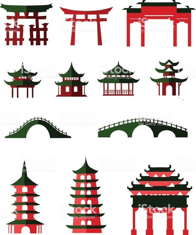 Силуэт китайской беседки