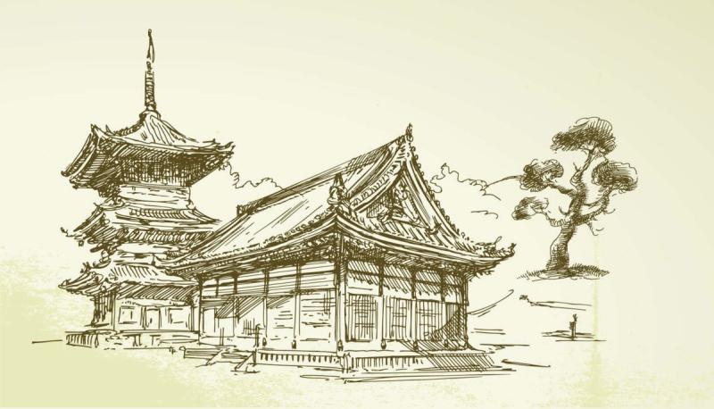 Япония карандашом