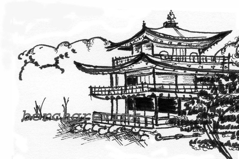 Храм Хигаси Хонгандзи карандашом