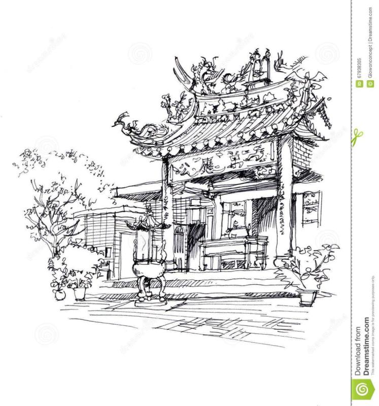 Архитектура в японском стиле рисунок