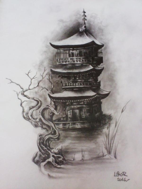 Японский домик эскиз