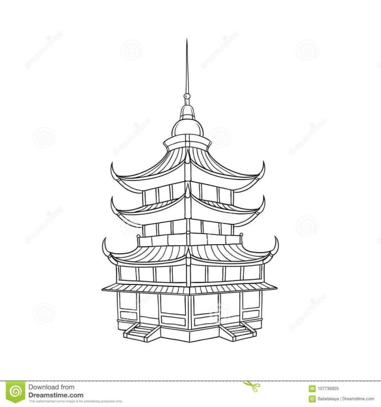 Японская пагода рисунок