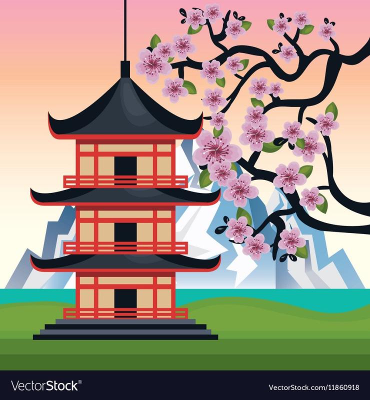 Эскиз пагоды древнего Китая