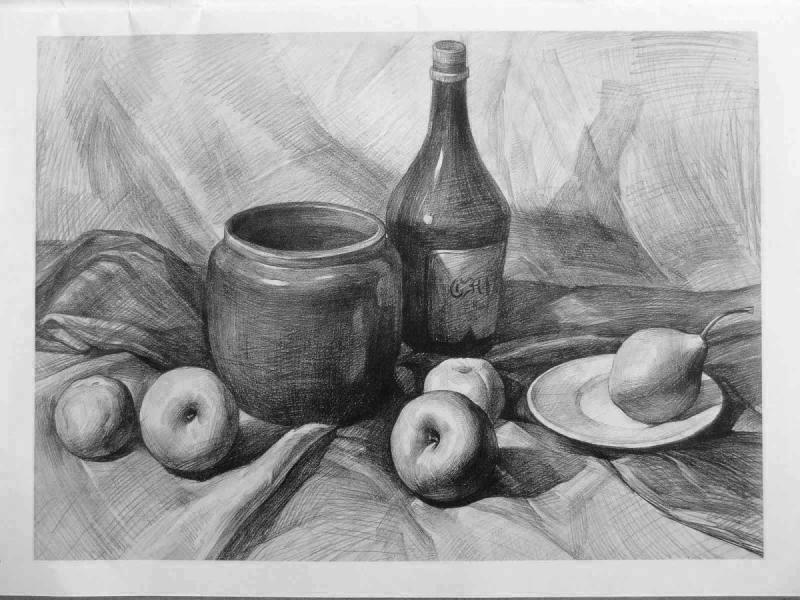 Натюрморт рисунок карандашом