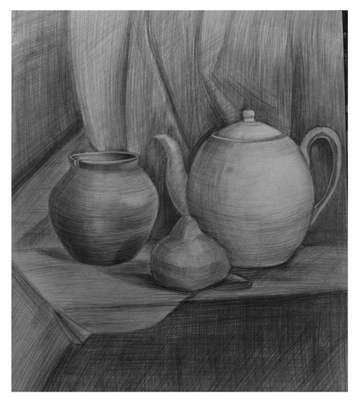 Натюрморт 3 предмета карандашом