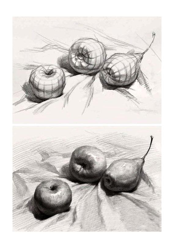 Конструктивное рисование фруктов