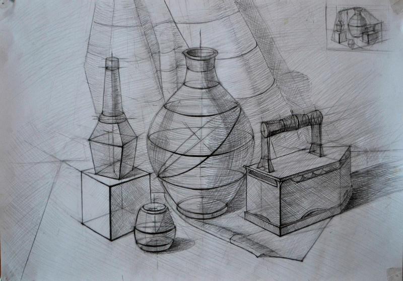 Академический линейно конструктивный натюрморт