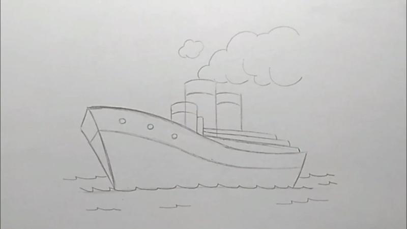 Корабль карандашом легко