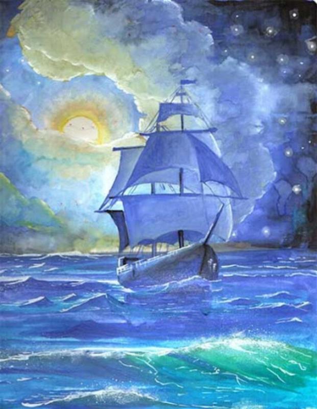 Кораблик гуашью