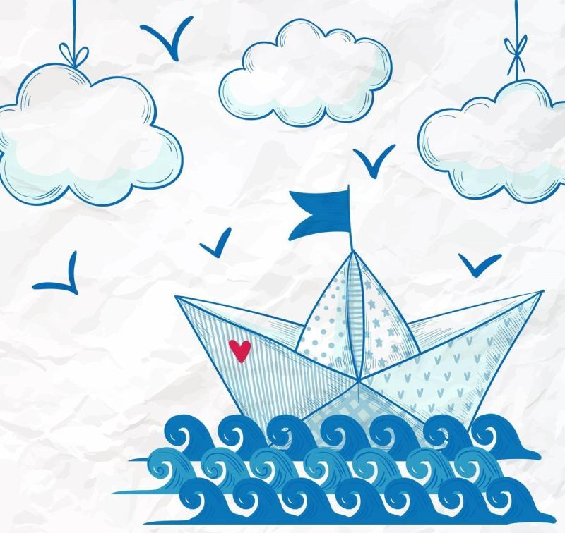 Фон кораблики бумажные