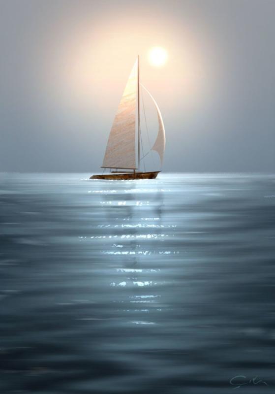 Парусная лодка в море