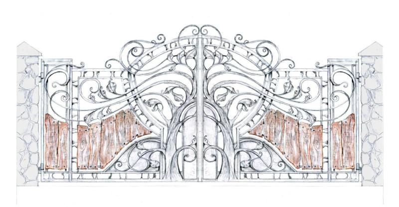 Эксклюзивные кованые ворота в карандаше