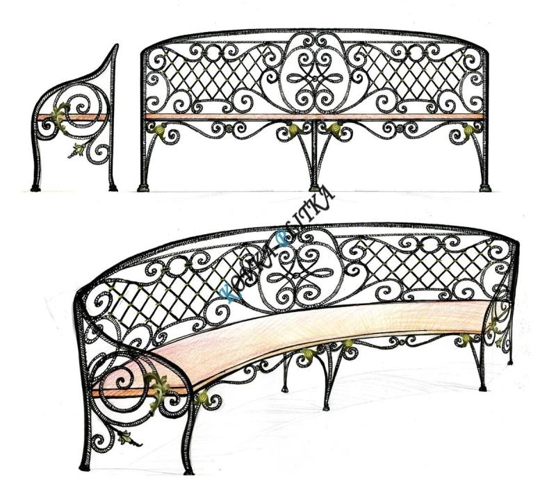 Угловая скамейка кованая