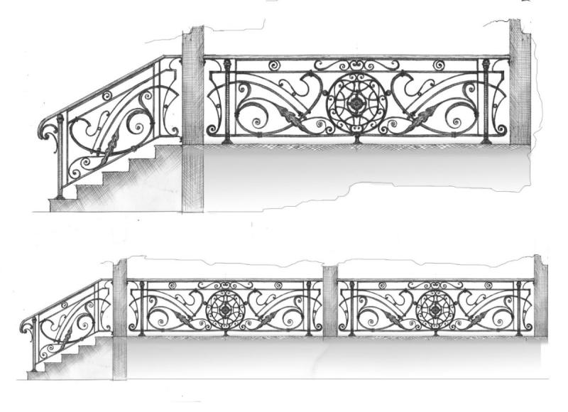 Кованые перила эскизы Модерн