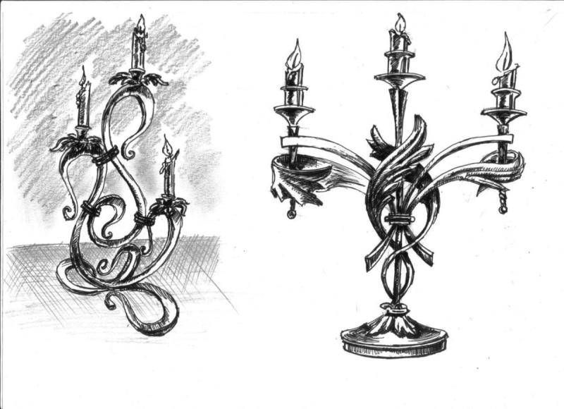Кованый подсвечник эскиз