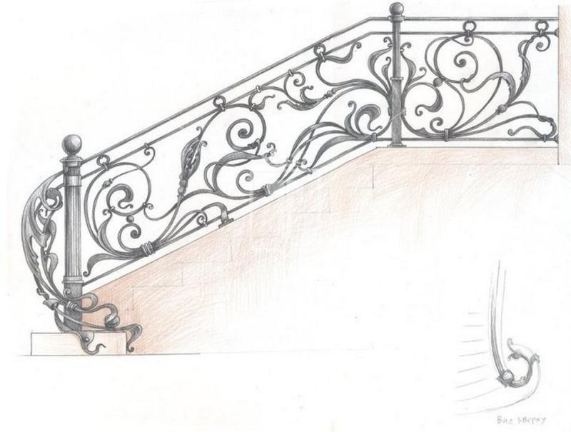 Кованые лестничные ограждения эскизы