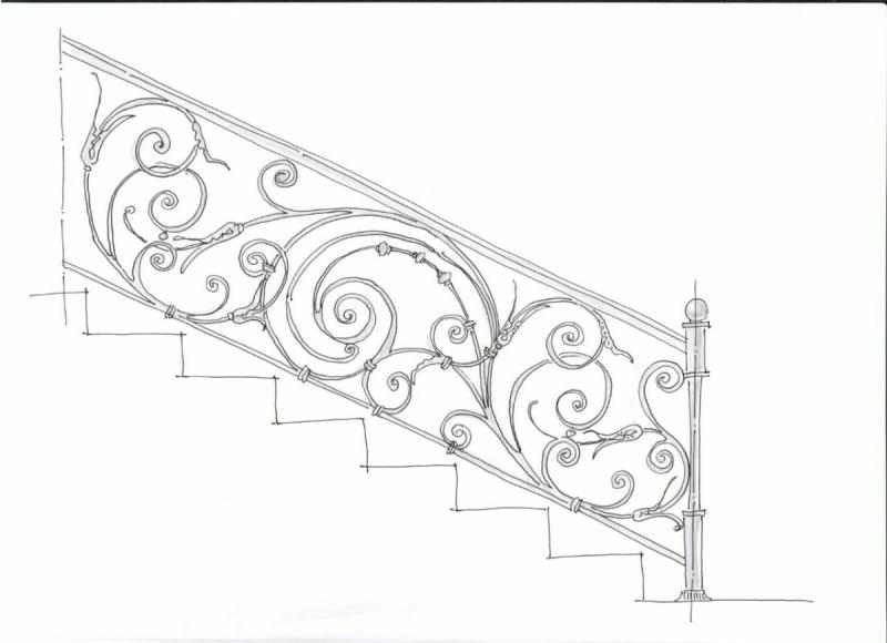 Кованые перила для лестниц эскизы