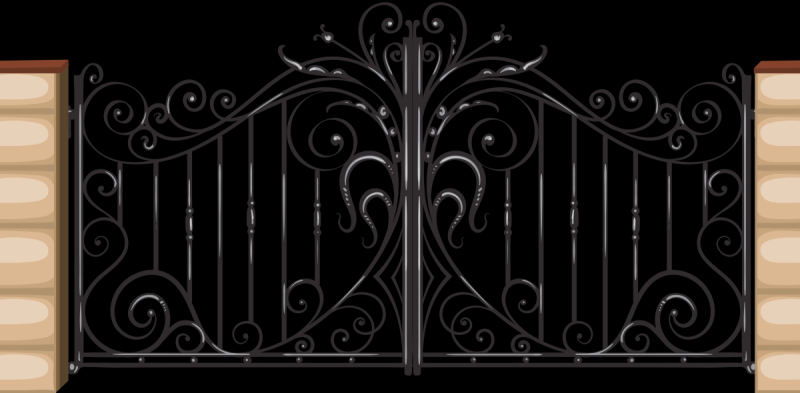 Кованые ворота на белом фоне