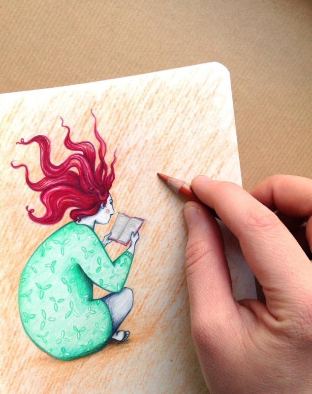 Маленькие рисунки цветными карандашами