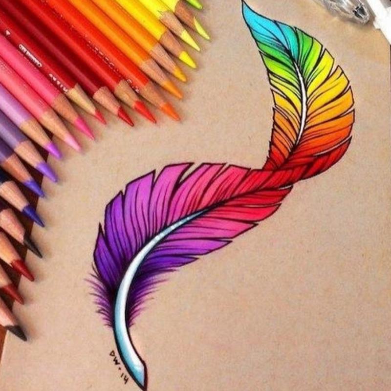 Мопс цветными карандашами