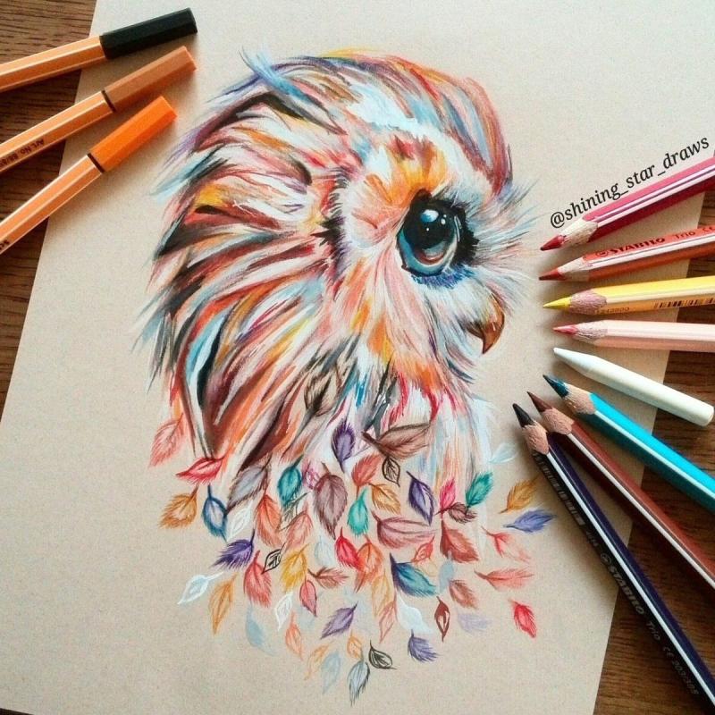 Скетчи цветными карандашами